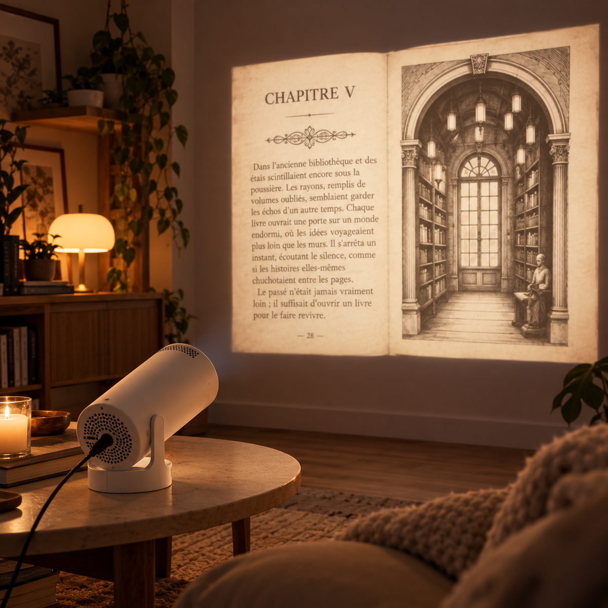 Illustration de mise en situation : lecture projetée au mur